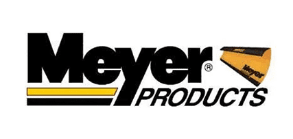 Meyer products logo with a stylized yellow snow plow blade.